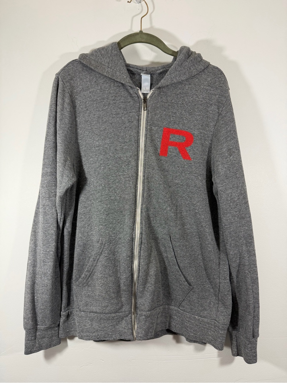 Alternative  Rogue Gray Full-Zip Hoodie with Red 'R' Accent